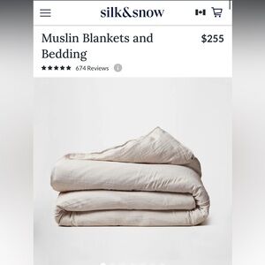 New! $288.15 Silk&Snow 100% Cotton Muslin Duvet Cover, Oat, King